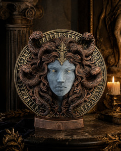 Tête de Méduse Murale 23 cm – Statue Serpents Fantasy Antique Déco Gothique