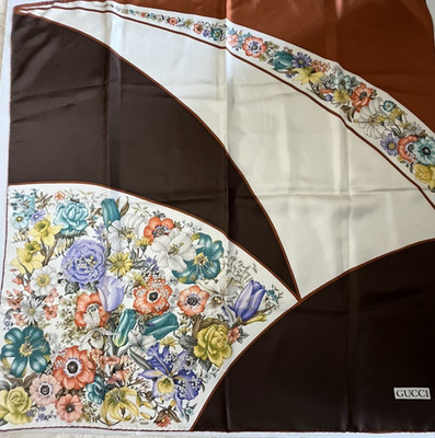 Gucci Floral Silk Scarf Vittorio Accornero Made in Italy Vintage