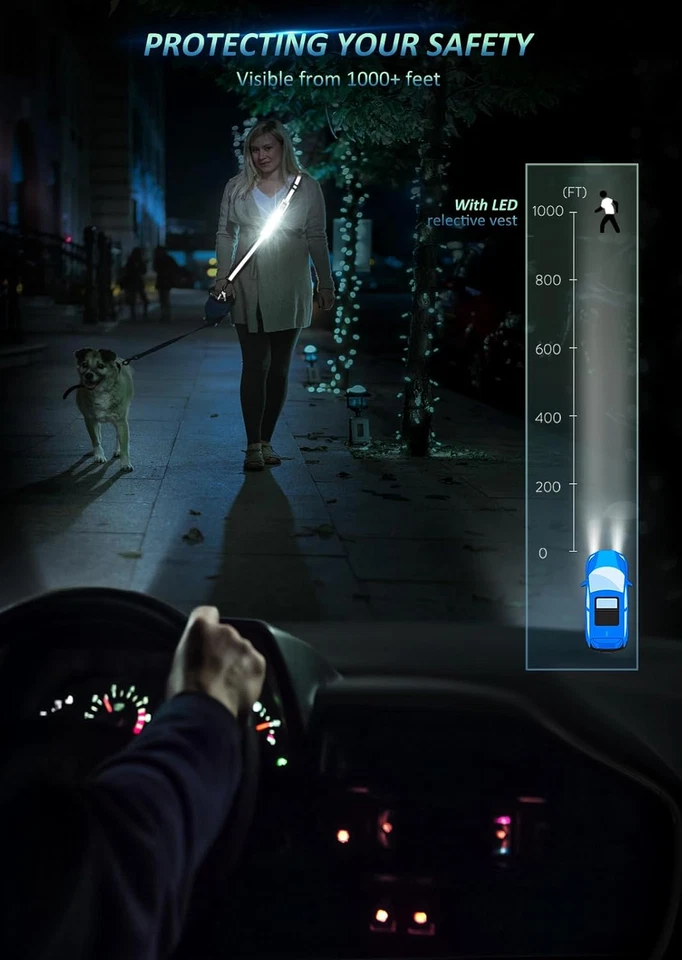 LED Reflective Belt Sash Walking Gear,Safety Lights for Walkers at Night,High Vi - Image 2 of 4