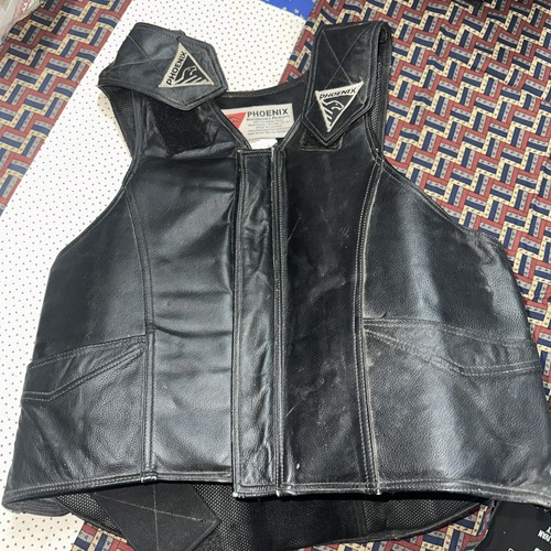 Phoenix Rodeo Pro-Max Jr. Rider Vest - Black Leather - size small