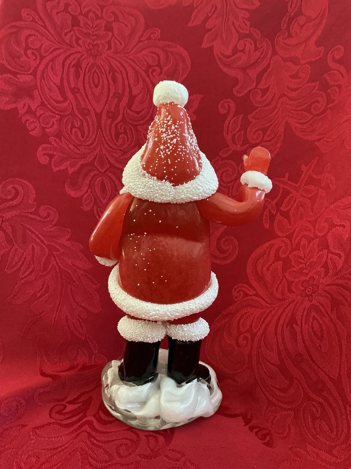 FLAWLESS Unique ZELEZNY BROD Glass Czech Bohemian 9” SANTA CLAUS PRESENT Figure - Image 4 of 4