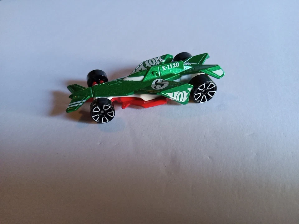 老式 2009 Hot Wheels 美泰 X-1120 绿色 Jet Racecar 1: 64 压铸玩具车 — 第 3/4 张图片