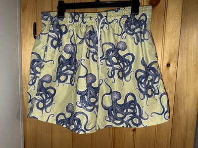  Trunks Surf & Swim Co. Green &Blue Octopus Men Swim Trunks XL Mesh Lining -Read