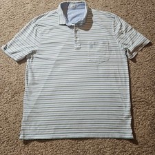 Johnnie-O Men's Polo Shirt XL Blue Green Stretch Golf Striped