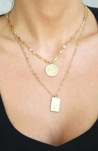 Authentic Ettika Set of 2 Multi Chain Layered Pendant Necklace Set 18K Gold Plated NWT