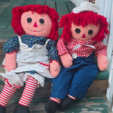 Raggedy Ann Andy 24in Cloth Rag Dolls Lot of 2 Red Curly Yarn Hair I You