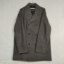 John Rocha Retro Mens Double Breasted Wool Blend Peacoat Grey Size L