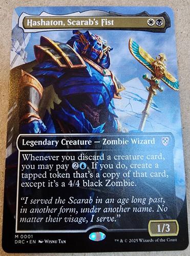 Hashaton, Scarab's Fist - #001 Regular (Borderless) Commander: Aetherdrift - Mtg - Picture 1 of 1