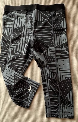 NIKE PRO Leggins L  Tight 3/4 40 grau schwarz Muster Running Sport