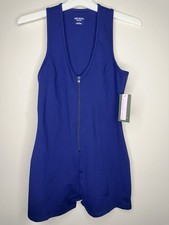 NWT Wild Fable Butter Bliss Romper Navy Blue Zip Front Game Day Women Size Large