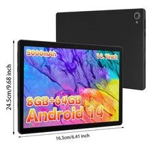 AEEZO Tablet 10.1" Android 14 Tablet 8+64GB Octa Core 1280×800 HD IPS WIFI
