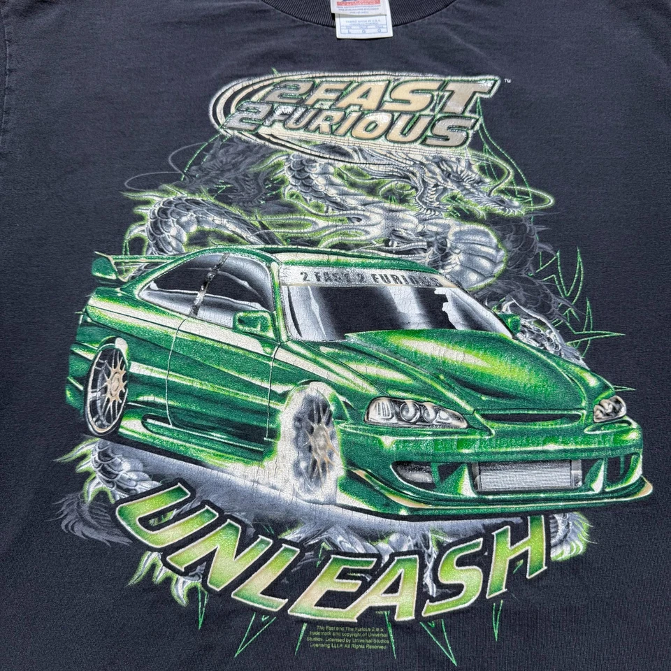Camisa grande vintage 2003 2 Fast 2 Furious Unleash Dragon Car Racing promoción merch Foto 2 de 4