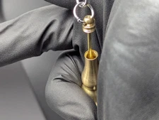 Brass Finished Aluminum Powder Vessel w/ Spoon Keyring