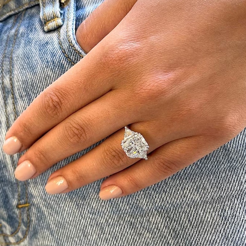 Diamond Ring 14k Gold Radiant Lab Grown CVD White IGI E F VVS2 4 Carat