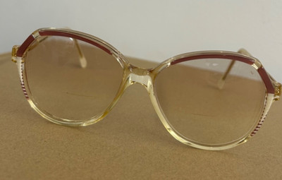 VTG Exotique Eyeglasses Frame Oversized Round Gold Purple Italy Hipster Retro