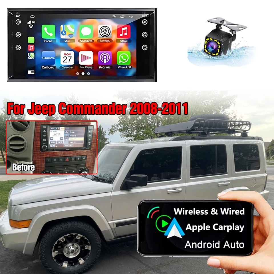 Rádio estéreo automotivo navegação GPS player FM player para Jeep Commander 2008 2009 2010-2011 - Imagem 2 de 4