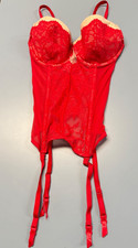 Victoria's Secret Sz 34C Sheer Lace Side Zip Underwired Corset w/Garters