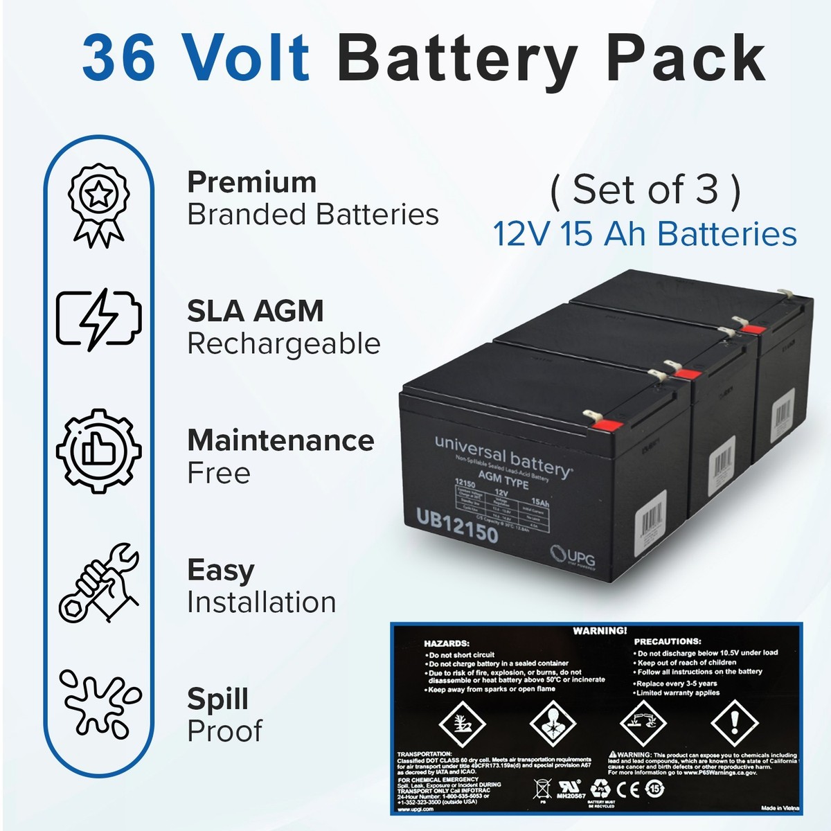 Premium 36 Volt 15 Ah Battery Pack for the Razor MX500 Dirt Rocket