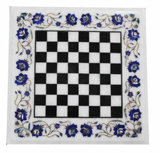 White Mable Chess Sets Pieces / Lapis Lazuli Chess Board Vintage Collection Deco