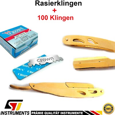 Rasiermesser inkl. 100 Crown Rasierklingen Rasierer Rasur Herren Bart Razor Neu