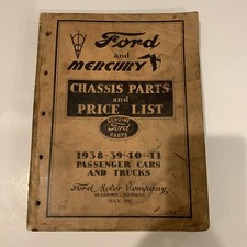 Ford Mercury 1938 39 40 41 Chassis Parts Price List Manual May 1941 Edition