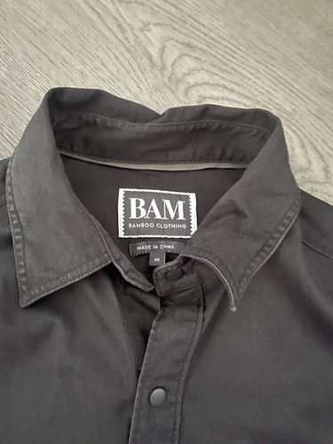 BAM Bamboo Clothing Mens Black Long Sleeve Shirt - Size Medium - Picture 4 of 11