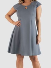 24seven Comfort Apparel Womens' Gray Keyhole Neck Dress Plus Size 2X