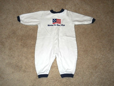 Romper Outfit White Long One Piece Made in the USA Flag Sz M 13-17lbs 3-6m