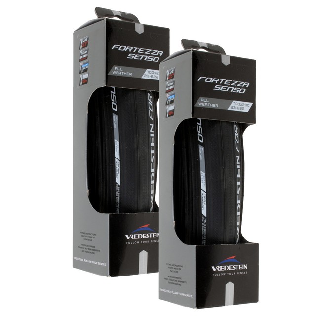 2 Pack Vredestein Fortezza Tricomp 700x25 Black//Green Folding Clincher Tire