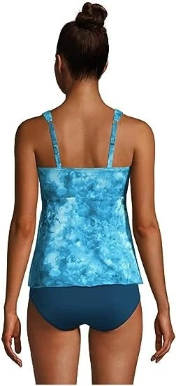 Nuevo con etiquetas Traje de baño Tankini Lands' End para mujer cuello redondo aleteado talla L $85 FLC156 Foto 3 de 4