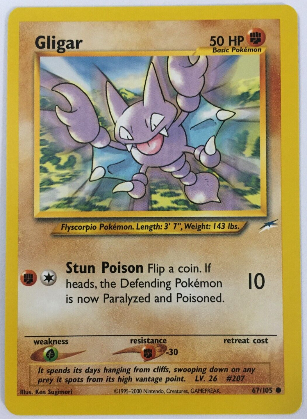 POKEMON GLIGAR 67/105 NEO DESTINY COMMON NEAR MINT