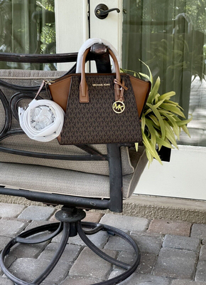 Michael Kors Avril Small Size Brown Satchel Bag for Women 