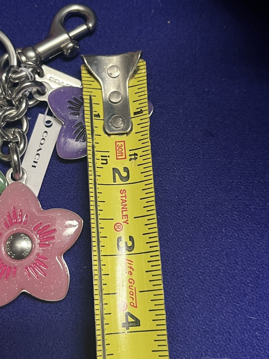 Coach Bag Charm Key chain SILVER MULTI CR924 NWT Wildflower