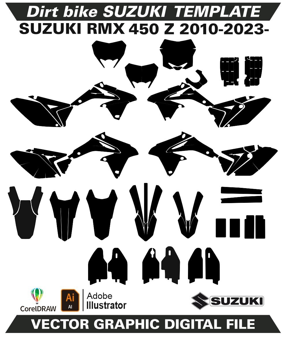 SUZUKI RMX 450 Z 2010-2023- Template Vector Format Ai CDR EPS PDF