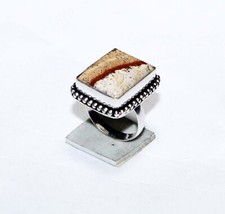 Crazy Lace Agate Gemstone Cushion Shape Handmade Ring Jewelry Size 7 Inches