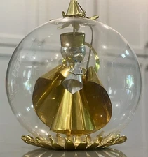 Vtg Resl Lenz West Germany 3" Glass & Foil Christmas Ornament MCM Spinner Angel
