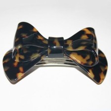 Bow Shape Barrette Metal Hair Clip Marbled Spotted Tokyo Tortoise Made in France