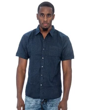9 Crowns Men's TR Short Sleeve Patterned Button Down Shirt
