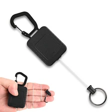 Heavy Duty Retractable Carabiner Key Chain Badge Holder With Steel Cord keychain