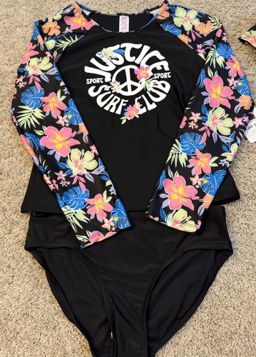 JUSTICE Big Girls Two Piece Tankini Swimsuit NWT Size X-Large 16/18 FLORAL