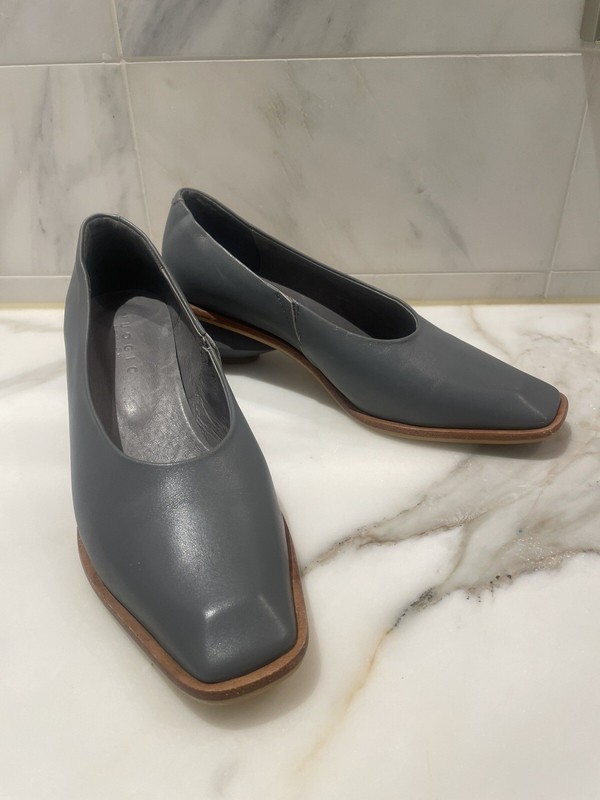 Nuogic London Designer Womens Shoes Size 38 EU 8 US Grey Gray Leather Dress EUC