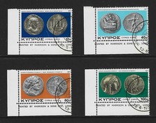 CYPRUS 1977 ANCIENT COINS OF CYPRUS ARCHAEOLOGY COIN Set of 4v. VERY FINE USED