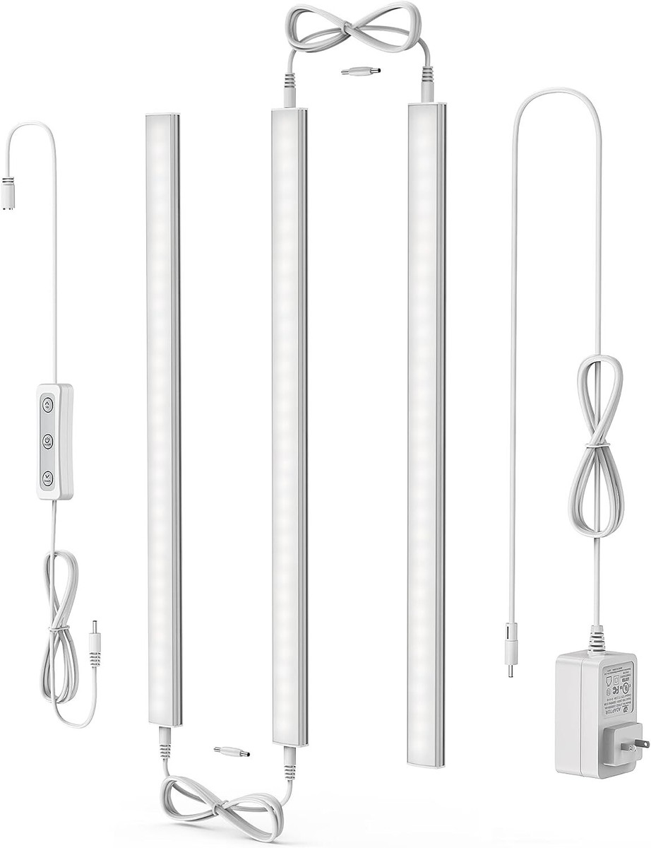 ASOKO LED Under Cabinet Lighting Linkable Dimmable Daylight White 3 Pk  4500k | eBay