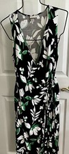 A New Day Floral Knee Length Dress with Tie Waist/ Wrap Style- size M