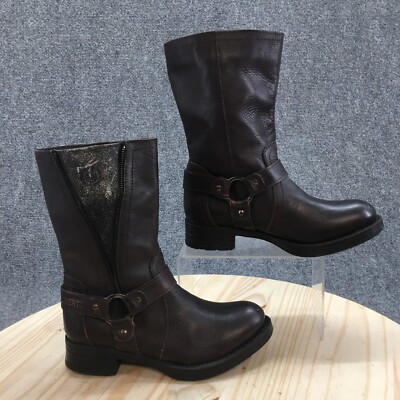 Liberto Boots Womens 37 Ankle Bootie Brown Casual Comfort Block Heels Round Toe
