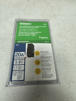 NEW Square D QO220GFI 20 Amp 2-Pole 120/240 VAC Breaker GFCI
