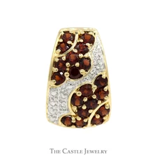 Garnet and Diamond Cluster Slide Pendant in 14k Yellow Gold