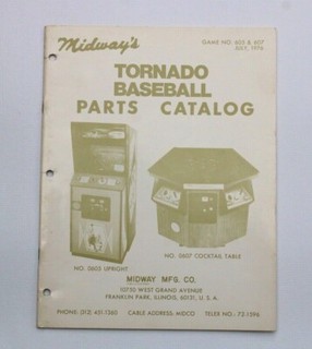 Midway Tornado Baseball Arcade Parts Catalog