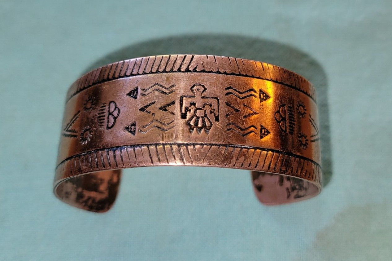 Fred Harvey Solid Copper Cuff Bracelet Thunderbir… - image 6