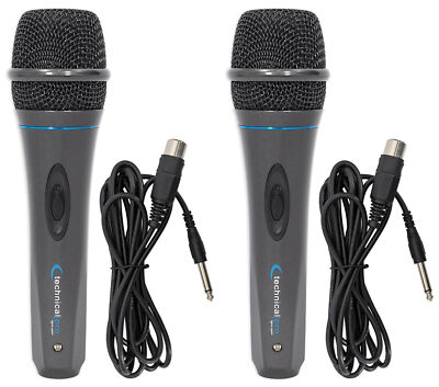 2 Technical Pro MK75 Karaoke DJ Wired Microphones Mics+10 ft. XLR to 1/4'' Cables